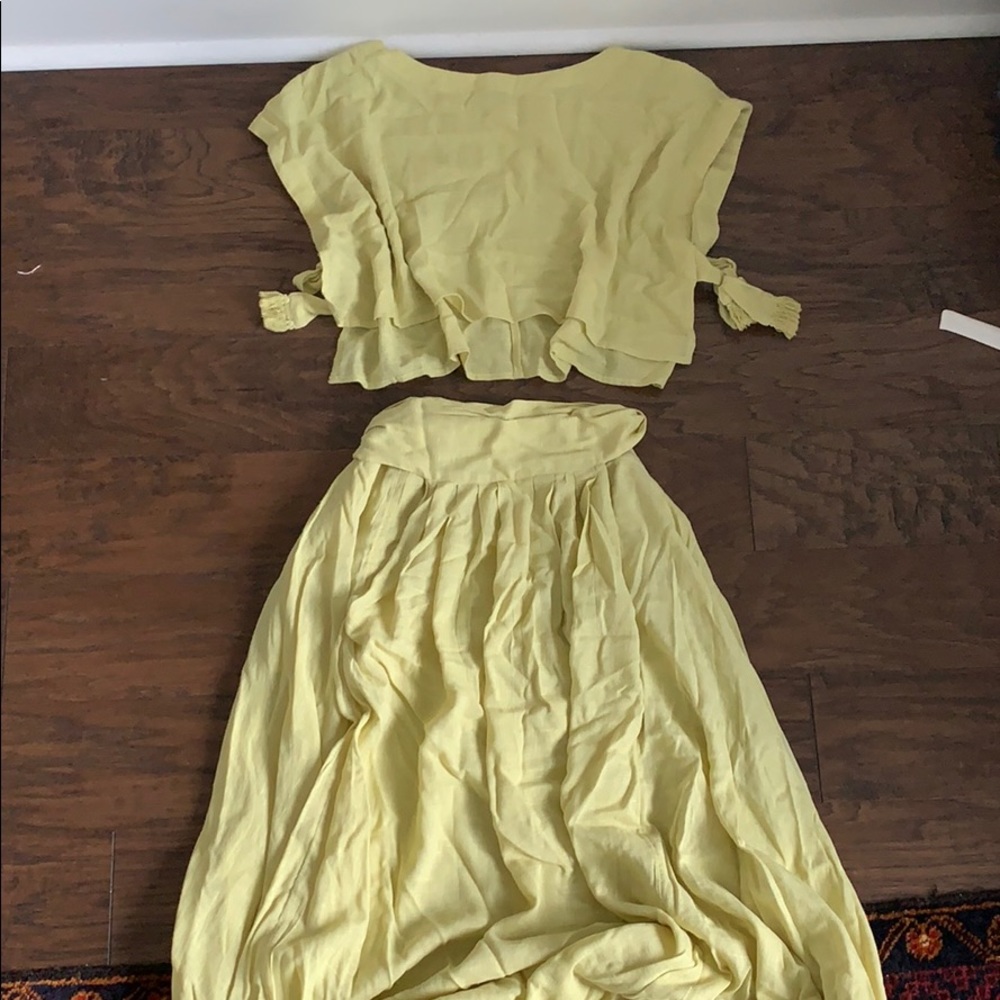 FREE PEOPLE yellow sundown skirt set